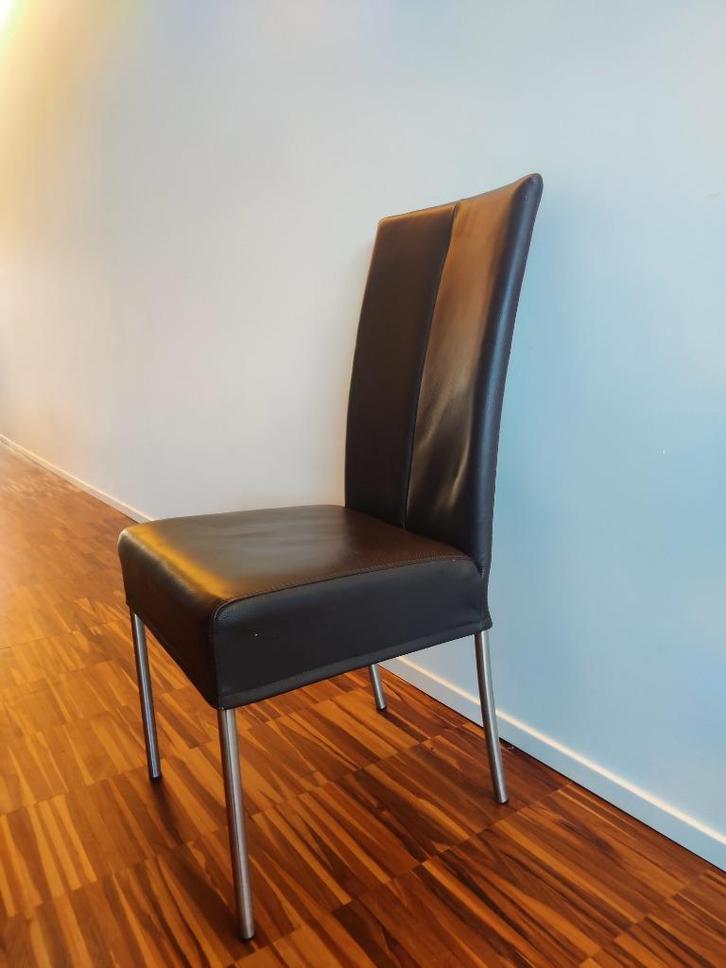 stoel, Huis en Inrichting, Stoelen, Gebruikt, Vijf, Zes of meer stoelen, Leer, Bruin, Ophalen