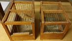 2 vintage vogelkooien in hout en ijzeren staafjes, Vogelkooi, Gebruikt, Hout, Ophalen