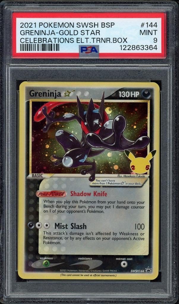 Greninja [Gold Star] PSA 9 - SWSH144 - Sword & Shield Promo, Hobby en Vrije tijd, Verzamelkaartspellen | Pokémon, Zo goed als nieuw