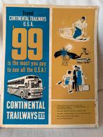 Vintage reclamebord Continental Trailways jaren ‘50, Verzamelen, Merken en Reclamevoorwerpen, Ophalen, Gebruikt, Reclamebord