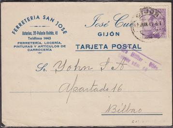 1939 - SPANJE - Comm. card - Generaal Franco [Y&T 788] beschikbaar voor biedingen