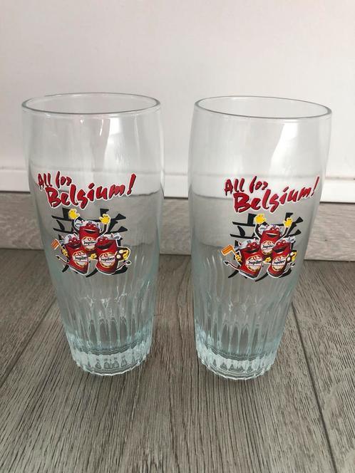 Bierglas • rode duivel • voetbal, Verzamelen, Glas en Drinkglazen, Zo goed als nieuw, Bierglas, Ophalen