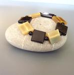 Armband in blonde en zwarte gemarmerde hoorn uit Madagaskar, Handtassen en Accessoires, Armbanden, Zwart, Nieuw, Ophalen of Verzenden