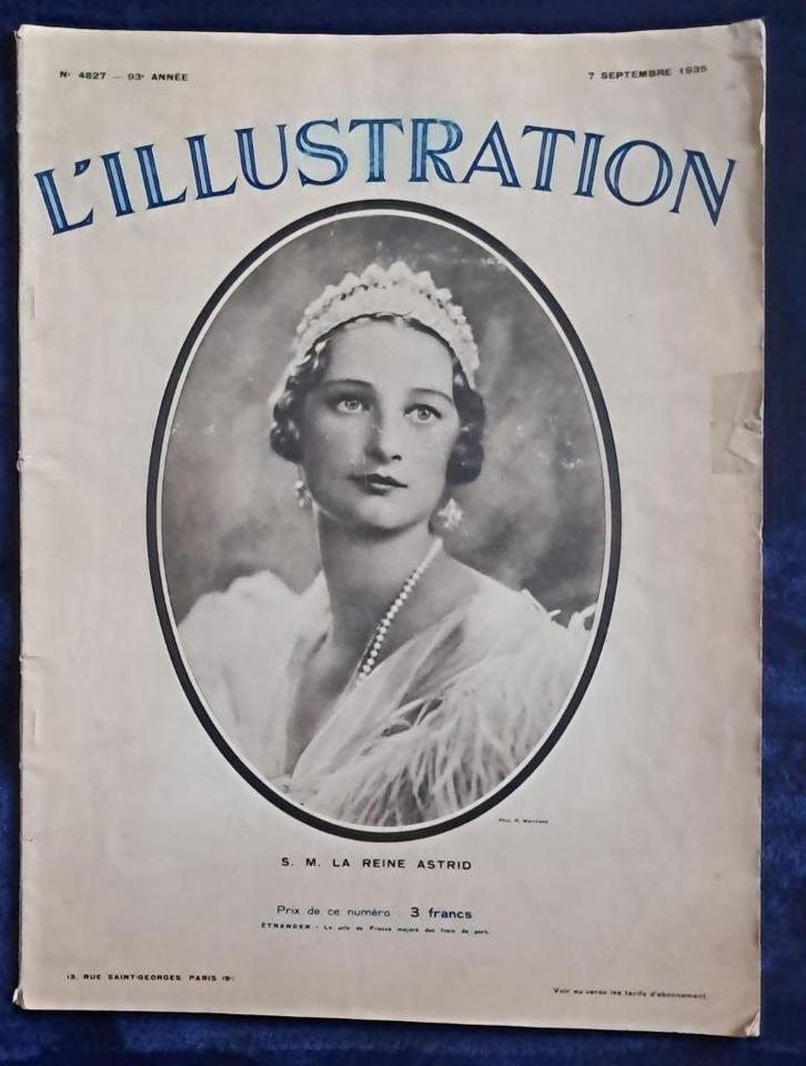 L'Illustration. S. M. La Reine Astrid. Numéro 4827 - 1935, Collections, Maisons royales & Noblesse, Enlèvement ou Envoi