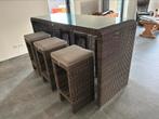 Tuintafel met barkrukken, Tuin en Terras, Ophalen, Gebruikt, Eettafel, 6 zitplaatsen