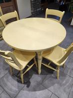 Table ronde et 4 chaises, 50 tot 100 cm, Rond, Gebruikt, Eikenhout