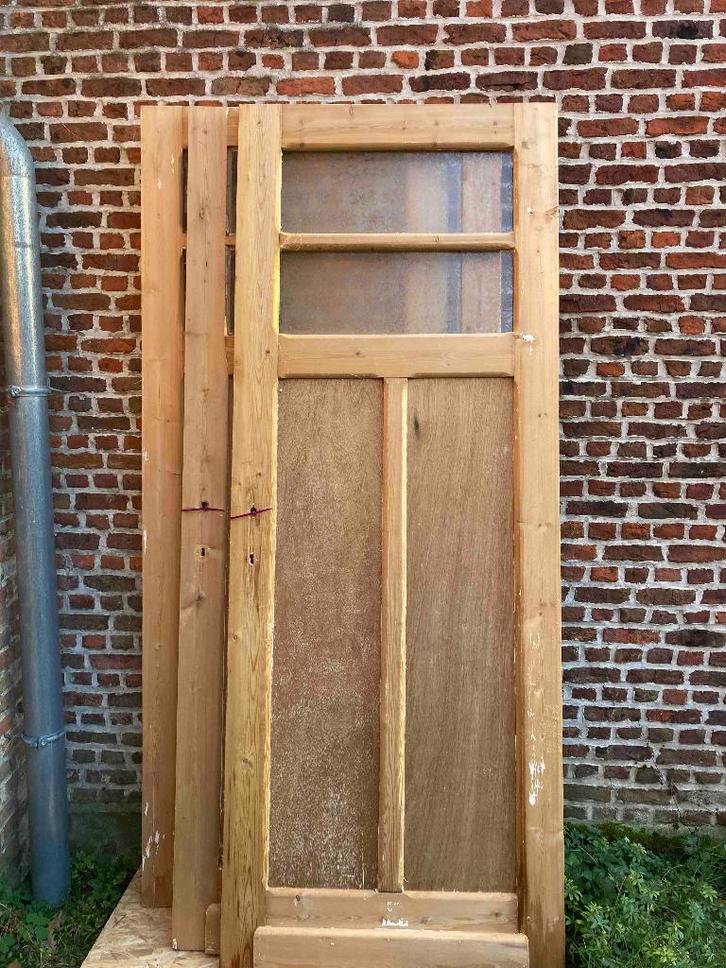 3 houten deuren, Doe-het-zelf en Bouw, Deuren en Vliegenramen, Glas, Hout, Ophalen