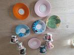 6 espresso kopjes met schotels " Ettore Sottsass"limited ed, Ophalen of Verzenden, Zo goed als nieuw, Porselein