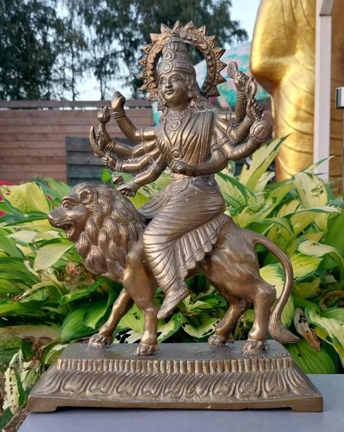 Godin Durga-standbeeld,Singhavahini,Shiva,Boeddha,buddha, Huis en Inrichting, Woonaccessoires | Boeddhabeelden, Zo goed als nieuw