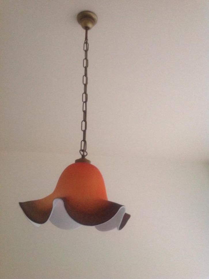 Vienne~Luminaire vintage en pâte de verre, Maison & Meubles, Lampes | Suspensions, Utilisé, 75 cm ou plus, Verre, Métal, Enlèvement