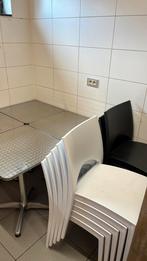 4 bistro tafeltjes en 10 stoelen, Ophalen, Gebruikt, Meubilair