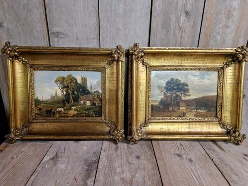 Olie op hardhout 19de eeuw, Antiek en Kunst, Kunst | Schilderijen | Klassiek, Ophalen of Verzenden