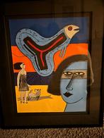 Corneille - L 'Oiseau Volant - Grote Litho 1998 - Ingelijst, Antiek en Kunst, Ophalen