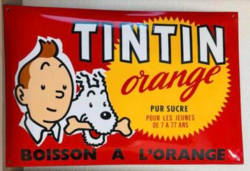 Tintin plaque publicitaire émaillée, Enlèvement, Comme neuf