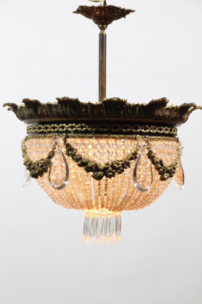 Elegante bronzen kralen plafonnière, Antiek en Kunst, Antiek | Verlichting, Verzenden