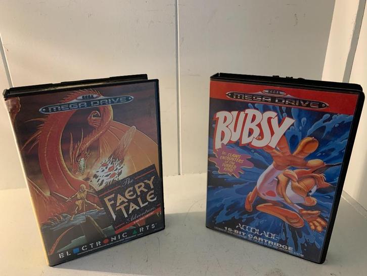Sega - Megadrive spellen 'Faery Tale & Bubsy' - Incl dozen, Games en Spelcomputers, Games | Sega, Zo goed als nieuw, Mega Drive