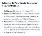 Toegang 2 pers. Voor Bellewaerde! VERKOCHT !, Tickets en Kaartjes, Pretpark