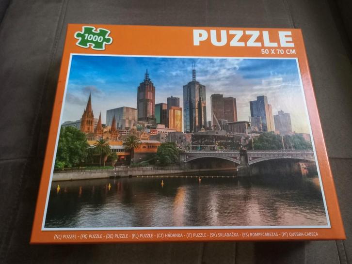Puzzel 1000 stuks - Skyline, Frankfurt am Main, Hobby en Vrije tijd, Denksport en Puzzels, Gebruikt, Legpuzzel, 500 t/m 1500 stukjes