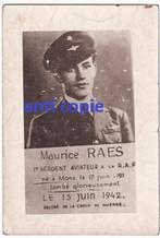 R.A.F piloot Maurice Raes Mons gesneuveld 1942, Verzenden, Luchtmacht, Foto of Poster