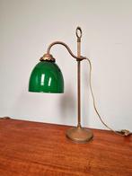 Art Deco bureaulamp in messing en groene opaline, 1920-30, Antiek en Kunst, Ophalen of Verzenden