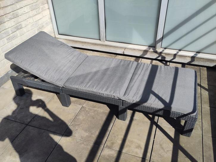 Allibert Daytona ligbed + kussen grijs, Jardin & Terrasse, Chaises longues, Comme neuf, Synthétique, Réglable, Enlèvement