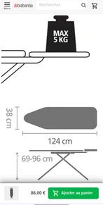 Brabantia 124x38cm planche à repasser, Enlèvement, Utilisé