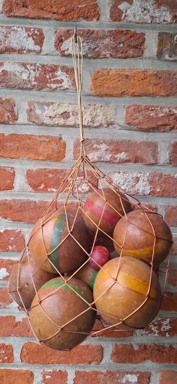 Vintage houten petanqueballen/jeu de boules beschikbaar voor biedingen