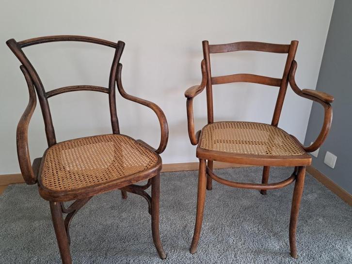 Paire de fauteuils de style "Thonet", Antiek en Kunst, Antiek | Meubels | Stoelen en Sofa's, Ophalen of Verzenden
