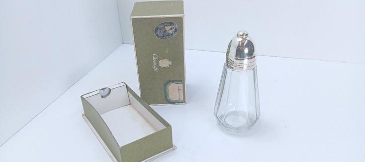 suikerstrooier CHRISTOFLE zilver en kristal 16 cm, Antiek en Kunst, Antiek | Zilver en Goud, Zilver, Ophalen of Verzenden