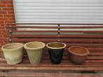 6 grote bloempotten, Tuin en Terras, Steen, Gebruikt, Tuin, Rond