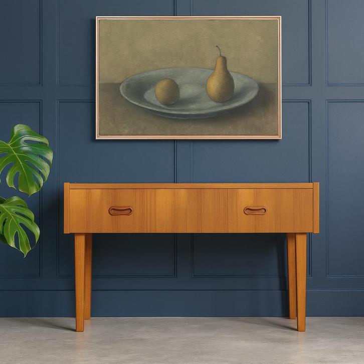 Prachtig vintage bijzetkastje, Huis en Inrichting, Kasten | Ladekasten, Gebruikt, Teakhout, 1 of 2 laden, Ophalen of Verzenden