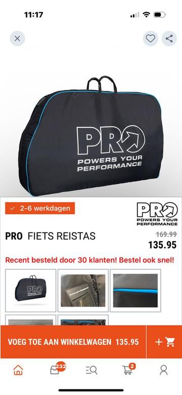 Pro fiets opbergtas te koop (reis tas) 90€ per stuk nieuw136 beschikbaar voor biedingen