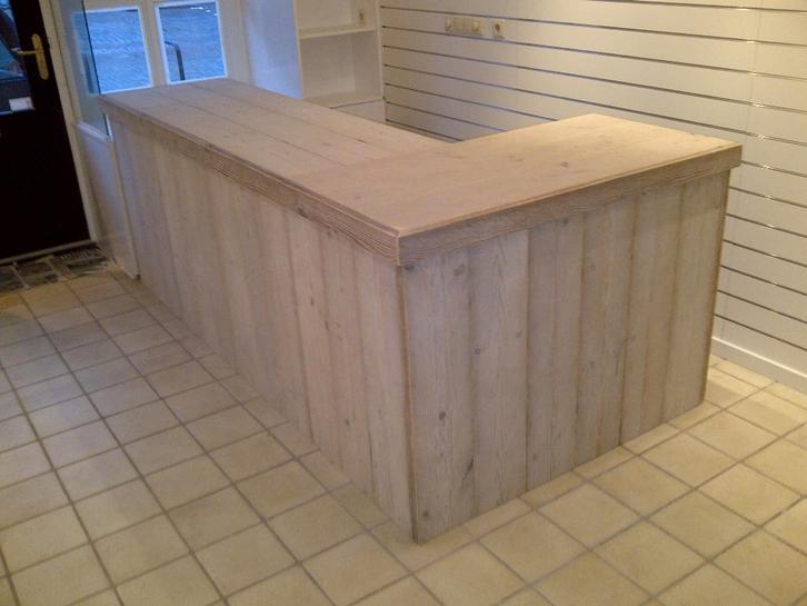 Unieke toonbank, toog L-model van steigerhout in elke maat, Huis en Inrichting, Kasten | Overige, Nieuw, Ophalen