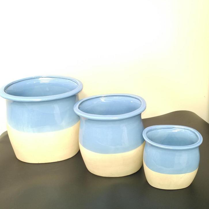 Set moderne vazen (3), nieuwstaat, Huis en Inrichting, Woonaccessoires | Vazen, Nieuw, Blauw, Minder dan 50 cm, Aardewerk of Porselein