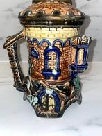 Barbotine olielamp — Wasmuël of Majolica, Antiek en Kunst, Ophalen of Verzenden