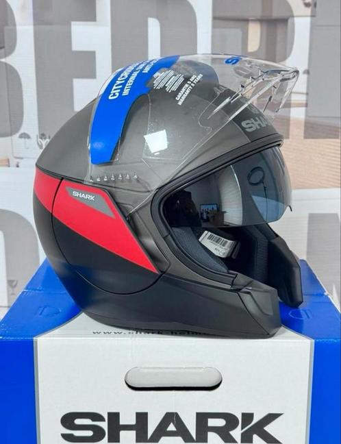 Shark Citycruiser Karonn Mat Black Anthracite Red M NIEUW, Motoren, Kleding | Motorhelmen, Dames, Heren, Jethelm, M, Shark, Nieuw met kaartje