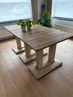 3 Franse houten antieke cafétafels, Huis en Inrichting, Ophalen, Gebruikt, Landelijk