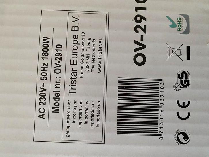 Tristar OV-2910_ four Multi cuisson et vapeur., Elektronische apparatuur, Ovens, Oven, Stoom, Ophalen