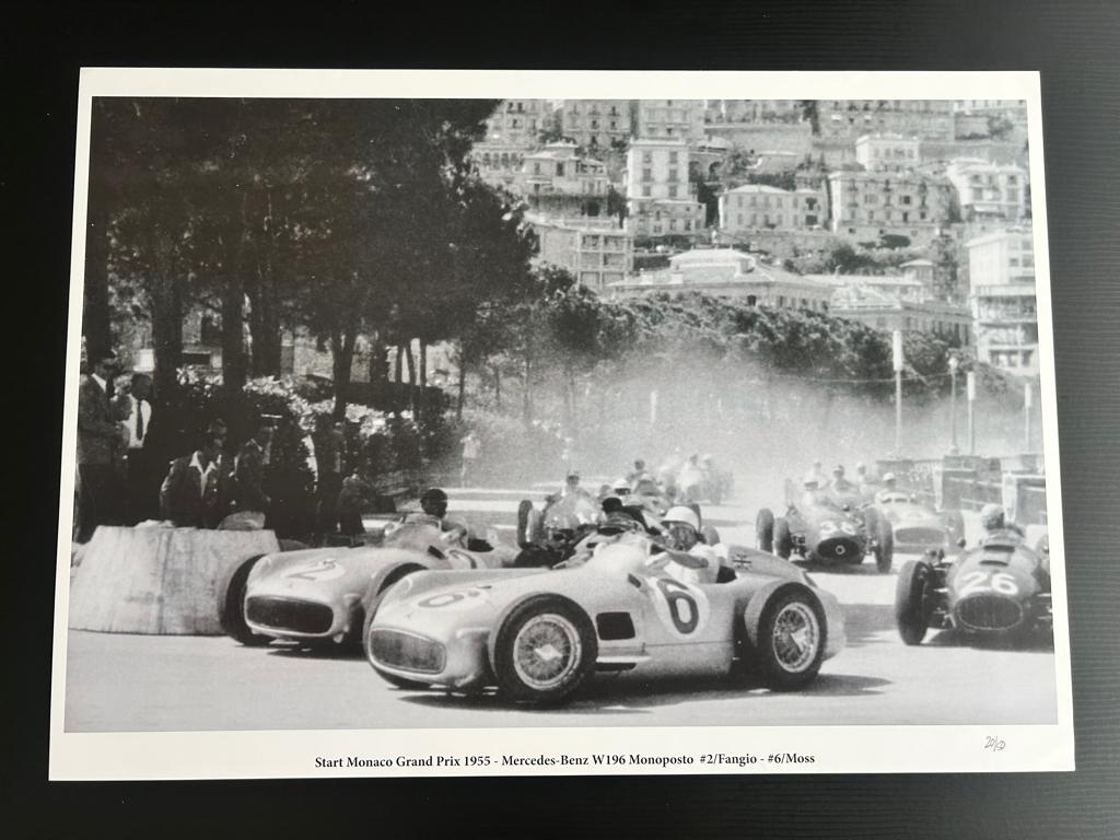 Poster Fangio / Stirling Moss Formule 1 Monaco 1955, Verzamelen, Automerken, Motoren en Formule 1, Zo goed als nieuw, Formule 1