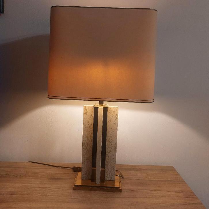 Vintage travertin tafellamp  Lampe de table  J.L.B., Huis en Inrichting, Lampen | Tafellampen, Gebruikt, 75 cm of meer, Ophalen