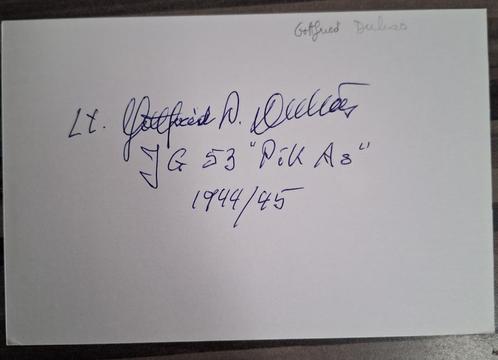 GOTTFRIED DULIAS AS Luftwaffe handtekening uit de Tweede Wer, Verzamelen, Militaria | Tweede Wereldoorlog, Ophalen of Verzenden
