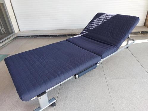 Plooibed 200x85 cm, Huis en Inrichting, Slaapkamer | Bedden, Gebruikt, Eenpersoons, 90 cm, 200 cm, Metaal, Blauw, Verstelbaar