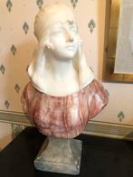 Vrouwenbuste van albast en marmer. Carli, Antiek en Kunst, Ophalen