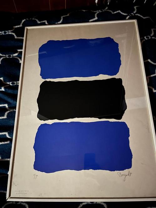Bram BOGART abstracte compositie in zwart en blauw, Antiek en Kunst, Kunst | Schilderijen | Abstract, Ophalen of Verzenden