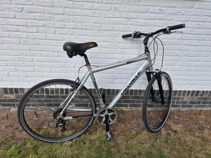 Herenfiets Melville, lichtgrijs, ergogel zadel, vering,..., Fietsen en Brommers, Fietsen | Heren | Sportfietsen en Toerfietsen
