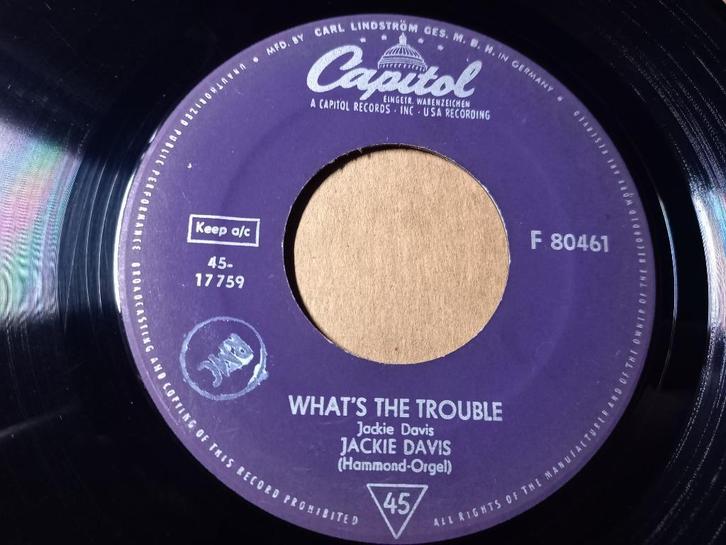 Jackie Davis ‎– What's The Trouble ' 7, Cd's en Dvd's, Vinyl Singles, Zo goed als nieuw, Single, Jazz en Blues, 7 inch, Ophalen of Verzenden