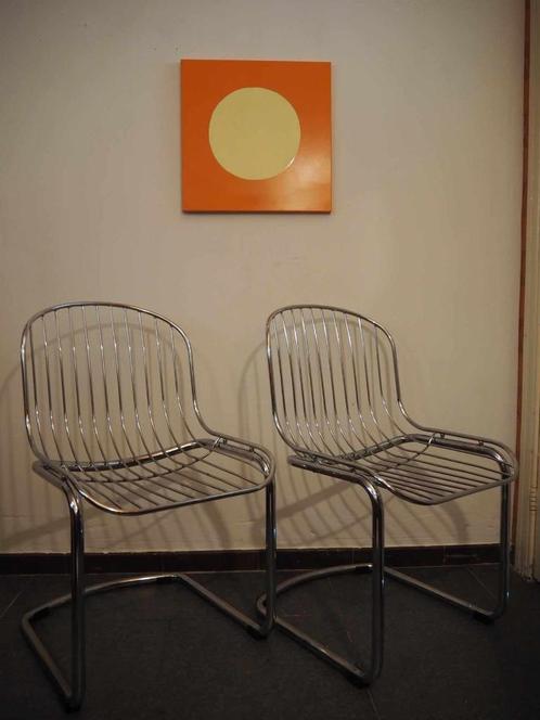 Set van 2 mid-century wire chairs, 1970s, Maison & Meubles, Chaises, Comme neuf, Deux, Métal, Autres couleurs, Enlèvement