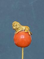 SPELD Koraal goud XIXde eeuw leeuw Hoeden Haarspeld Dasspeld, Ophalen of Verzenden, Goud