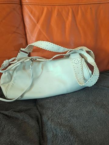 Euroline gebroken witte leren handtas en schouderriem beschikbaar voor biedingen