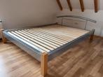 Bedframe 1,60 x 2 m zonder matras, 160 cm, Grijs, Gebruikt, Hout